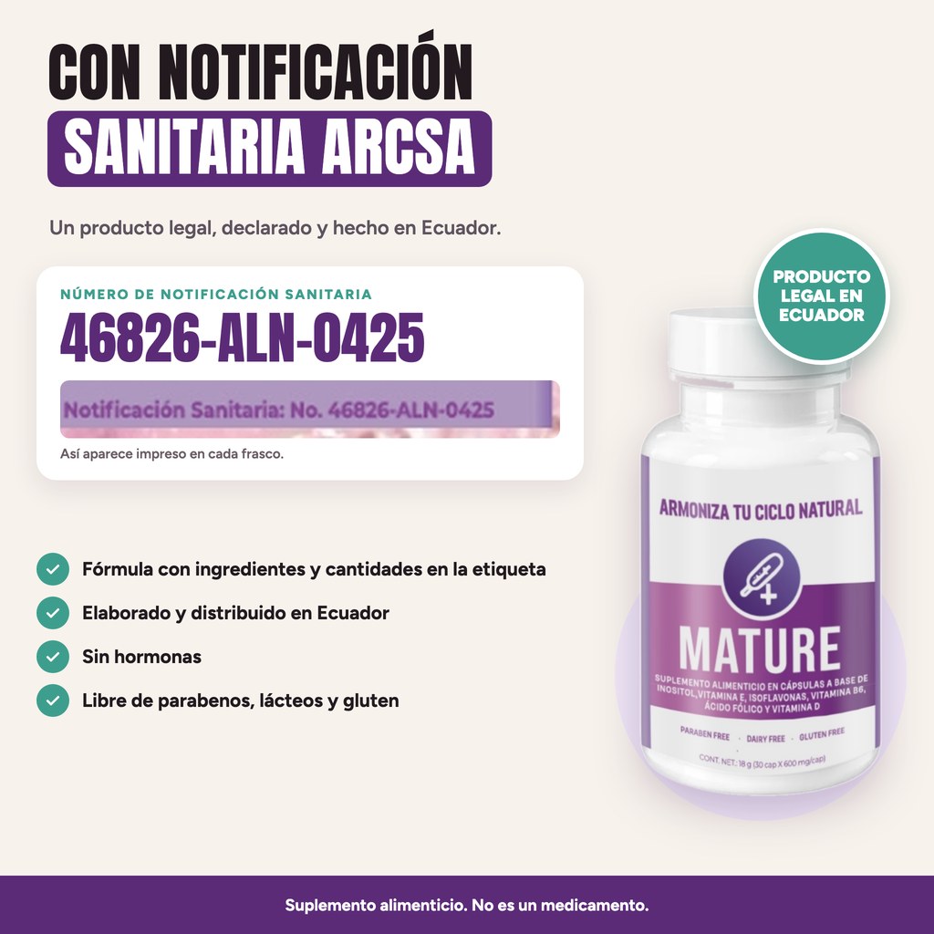 Producto con Notificación Sanitaria ARCSA 46826-ALN-0425, elaborado en Ecuador
